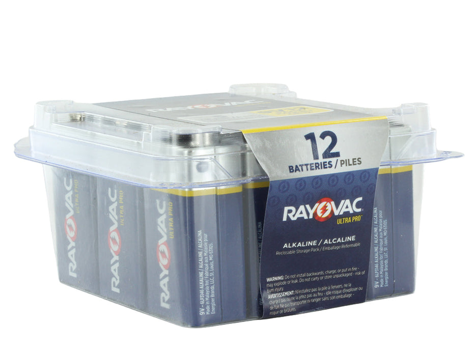 Rayovac Ultra Pro 9V Alkaline Batteries with Snap Connectors 12-Pack