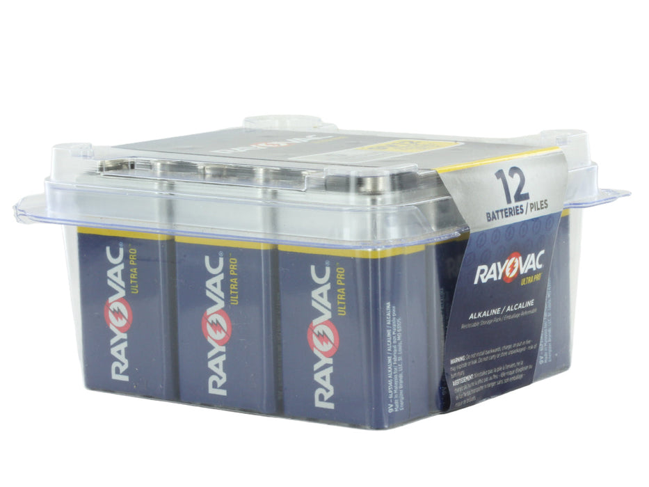 Rayovac Ultra Pro 9V Alkaline Batteries with Snap Connectors 12-Pack
