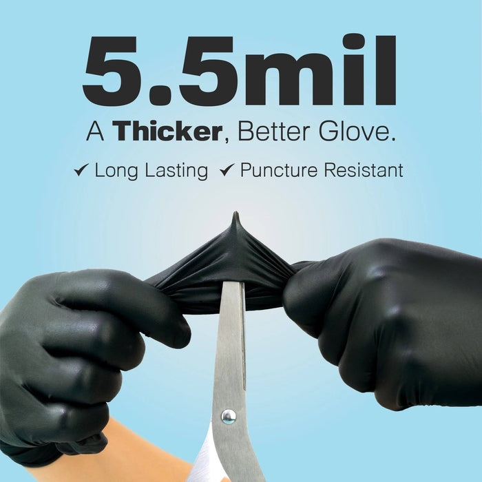 RAXWELL RXPRO 5.5 Mil Chemo Black Nitrile Gloves, Case of 1000 pcs. (MG-R25B)