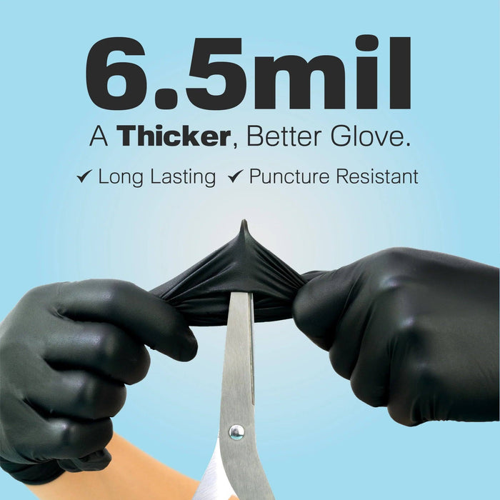 RAXWELL RXPRO 6.5 Mil Chemo Black Nitrile Gloves, Case of 1000 pcs. (MG-R26B)