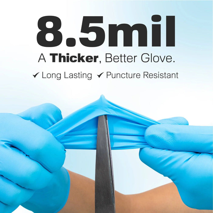 RAXWELL RXPRO 8.5 Mil Chemo Blue Nitrile Gloves 12" Extended Cuff, Case of 500 pcs. (MG-R28)