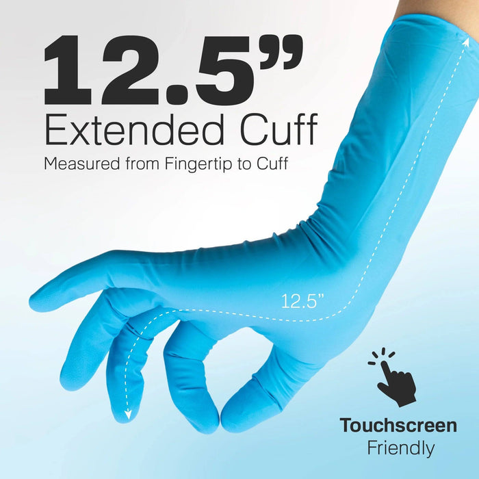 RAXWELL RXPRO 8.5 Mil Chemo Blue Nitrile Gloves 12" Extended Cuff, Case of 500 pcs. (MG-R28)