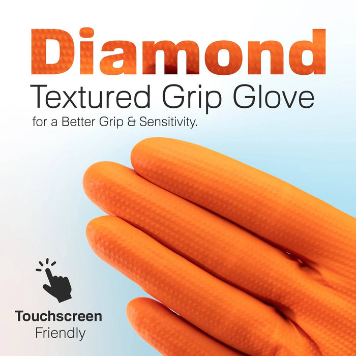 RAXWELL RXPRO 8.5 Mil Chemo Orange Nitrile Gloves, Case of 1000 pcs. (MG-R28O)
