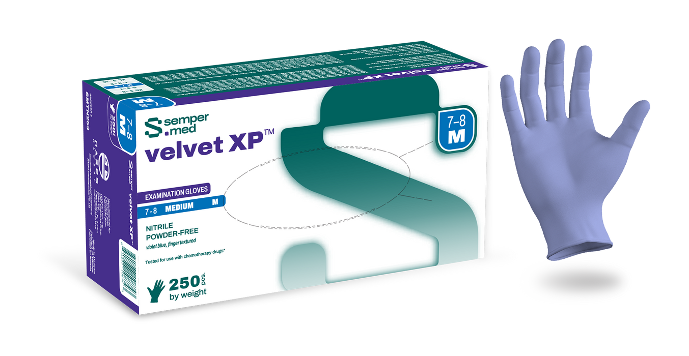 Sempermed Velvet XP Powder-Free Nitrile Examination Gloves Violet Blue