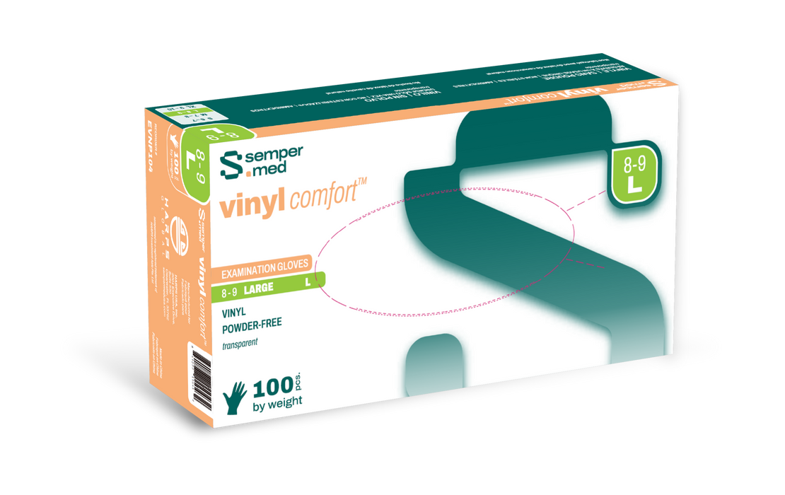 Sempermed Vinyl Comfort Powder-Free Medical Exam Gloves Clear