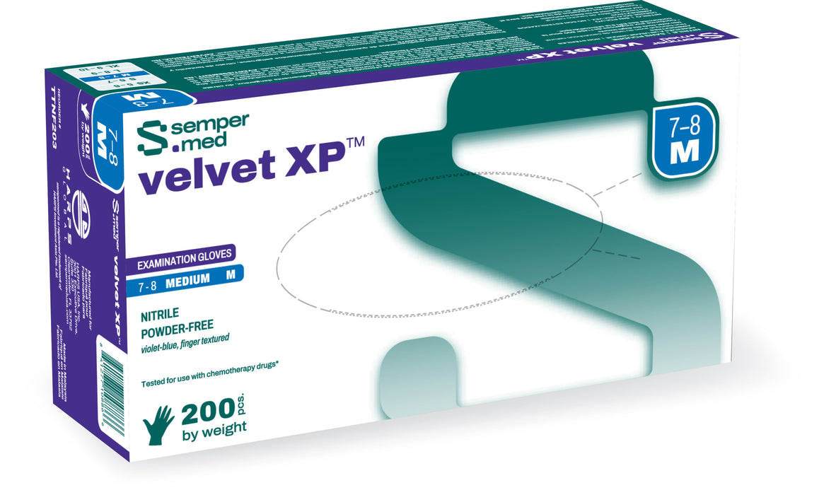 Sempermed Velvet XP Powder-Free Nitrile Examination Gloves Violet Blue