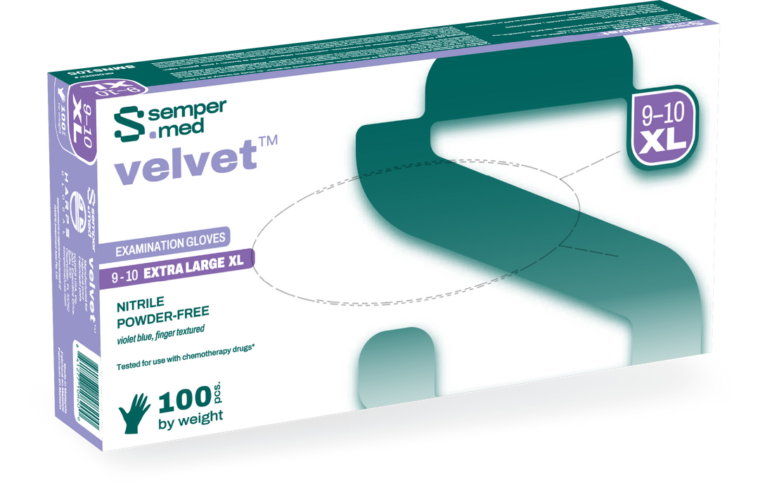 Sempermed Velvet Nitrile Examination Gloves Powder-Free Violet Blue