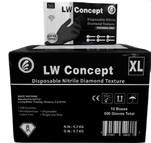 Lw Concept 8 Mil Black Nitrile Diamond Grip Gloves (Mg-LW28B)