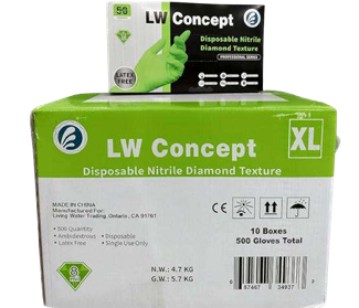 Lw Concept 8 Mil Green Nitrile Diamond Grip Gloves (MG-LW28G)