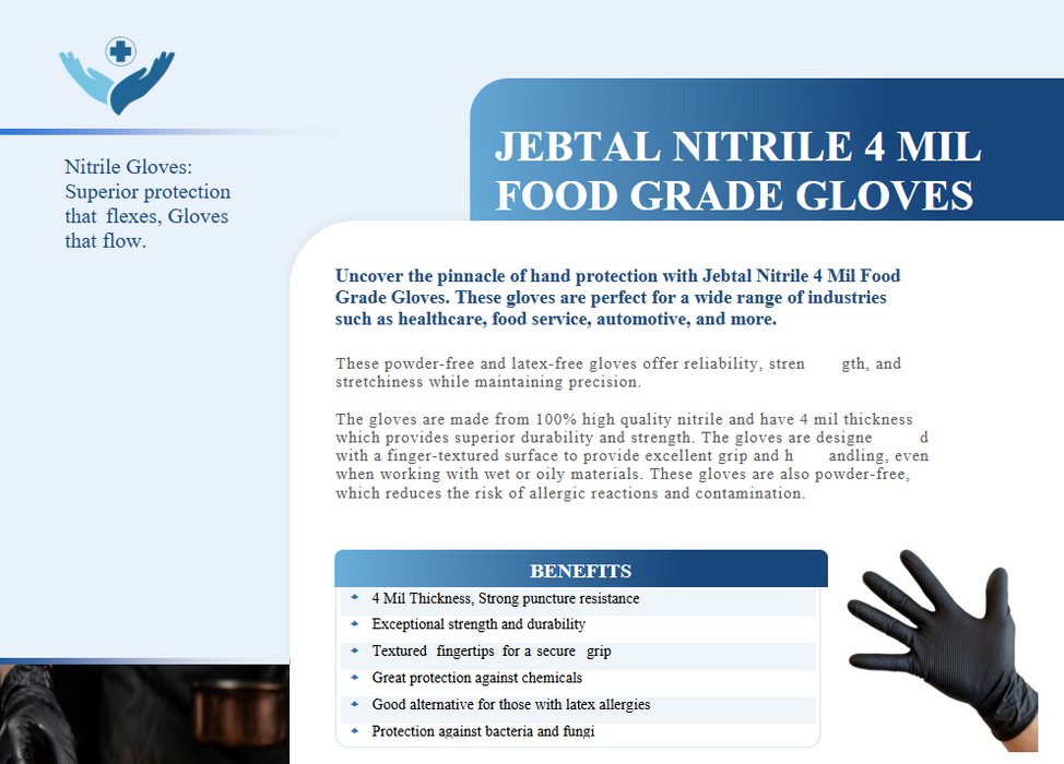 JEBTAL NITRILE 4 MIL FOOD GRADE GLOVES (MG-J26B)