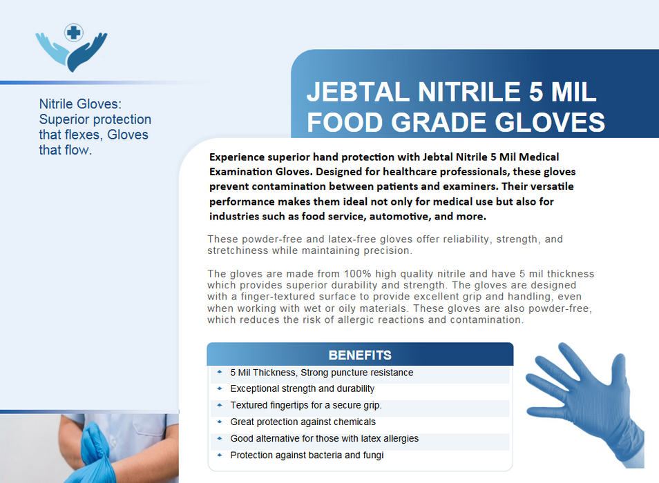 JEBTAL NITRILE 5 MIL MEDICAL EXAMINATION GLOVES (MG-J26)