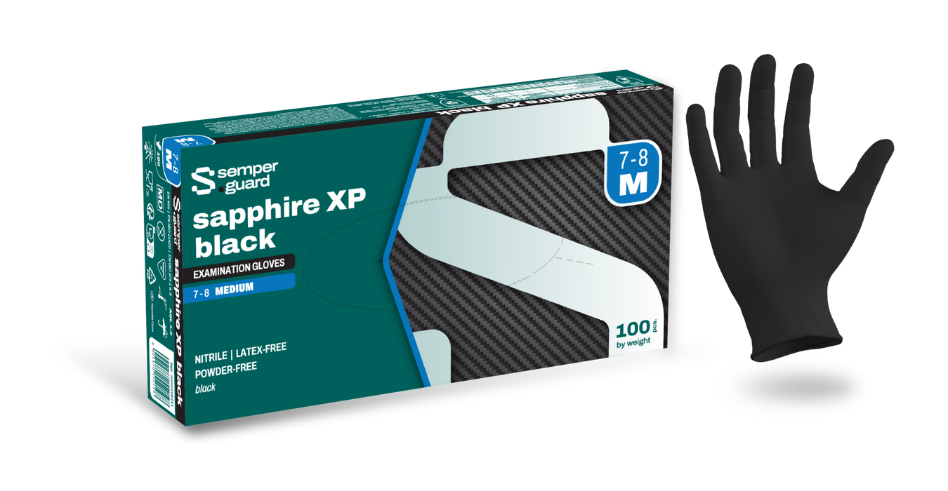 Semperguard Sapphire XP Black Exam Nitrile Gloves Powder-Free