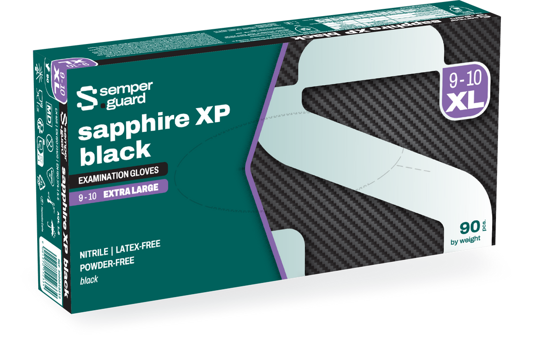 Semperguard Sapphire XP Black Exam Nitrile Gloves Powder-Free