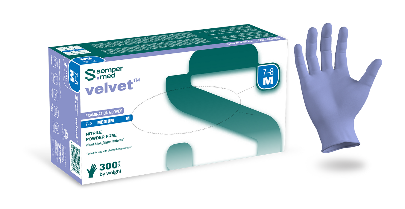 Sempermed Velvet Nitrile Examination Gloves Powder-Free Violet Blue