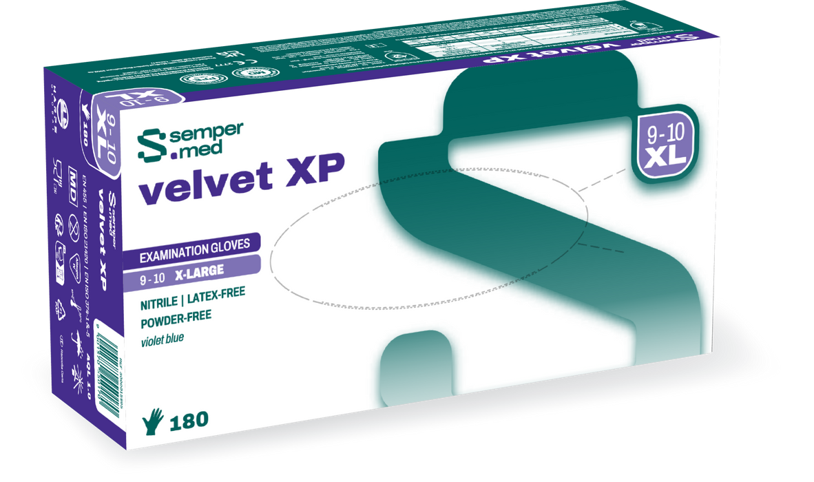 Sempermed Velvet XP Powder-Free Nitrile Examination Gloves Violet Blue