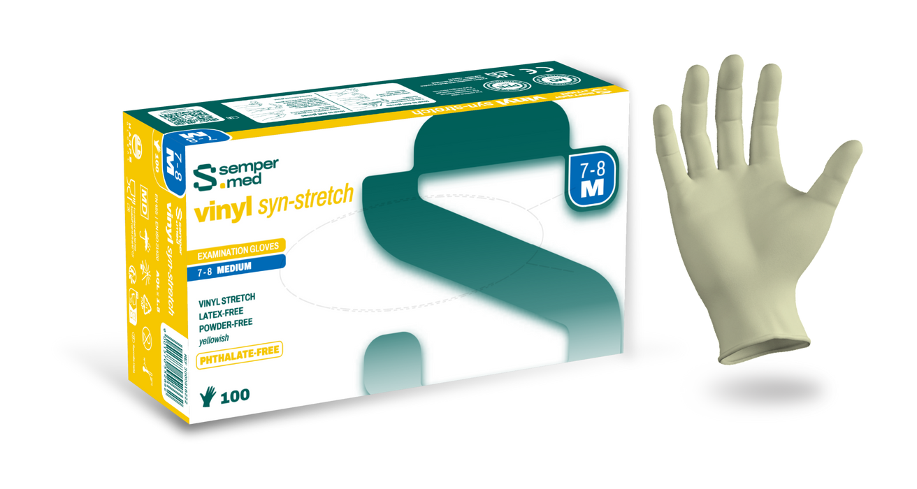 Sempermed Vinyl Syn-Stretch Disposable Powder-Free Examination Gloves Latex-Free