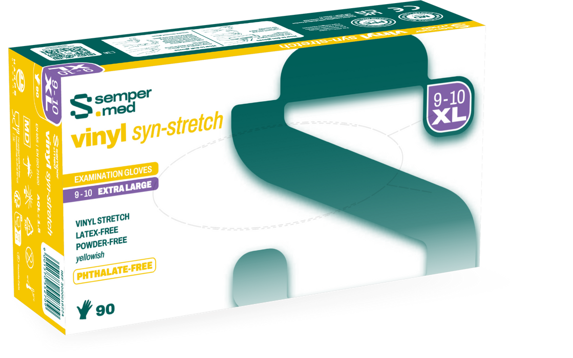 Sempermed Vinyl Syn-Stretch Disposable Powder-Free Examination Gloves Latex-Free