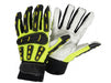 Pair of gloves with yellow and black accents on a white background