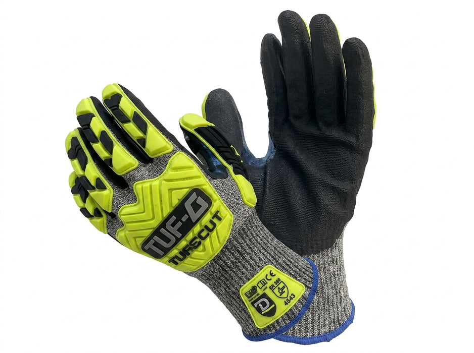 Pair of Tuff Gard Cut Resistant Nitrile‑Palm Coated Glove on a light gray background