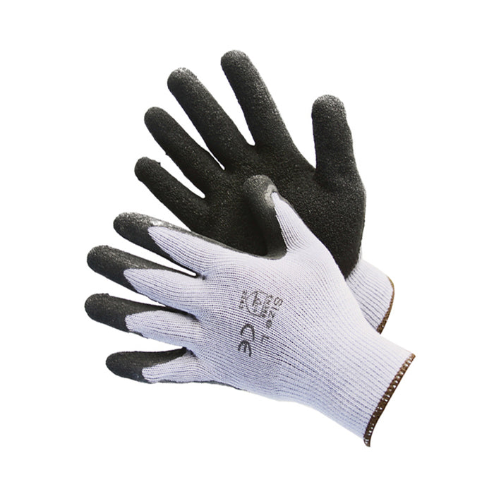 Major Gloves Grey String Knit Work Gloves Black Latex Palm