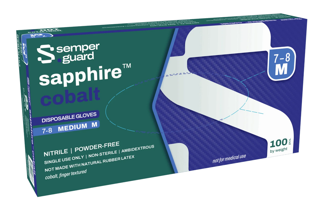 Semperguard Sapphire Cobalt Disposable Nitrile Gloves Powder-Free Blue