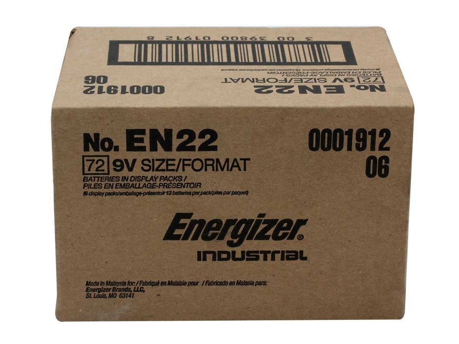 Energizer Industrial EN22 9V Alkaline Batteries 12 Pack