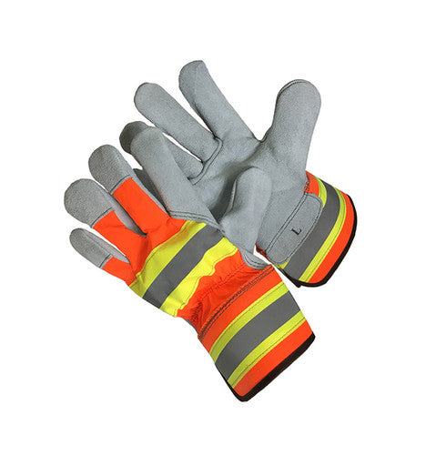 Major Gloves and Safety 30-5810HVO Leather Palm Hi Viz Large
