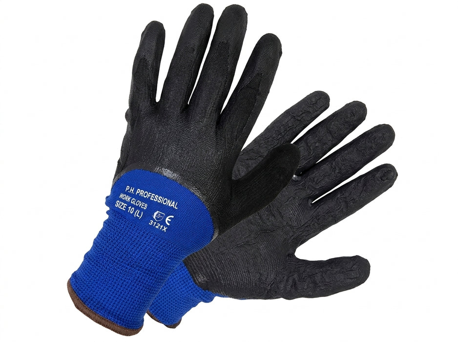Tuff Gard Nitrile‑Coated Polyester/Acrylic Glove – Black & Blue (VZ-TG-50-893VBKBU)