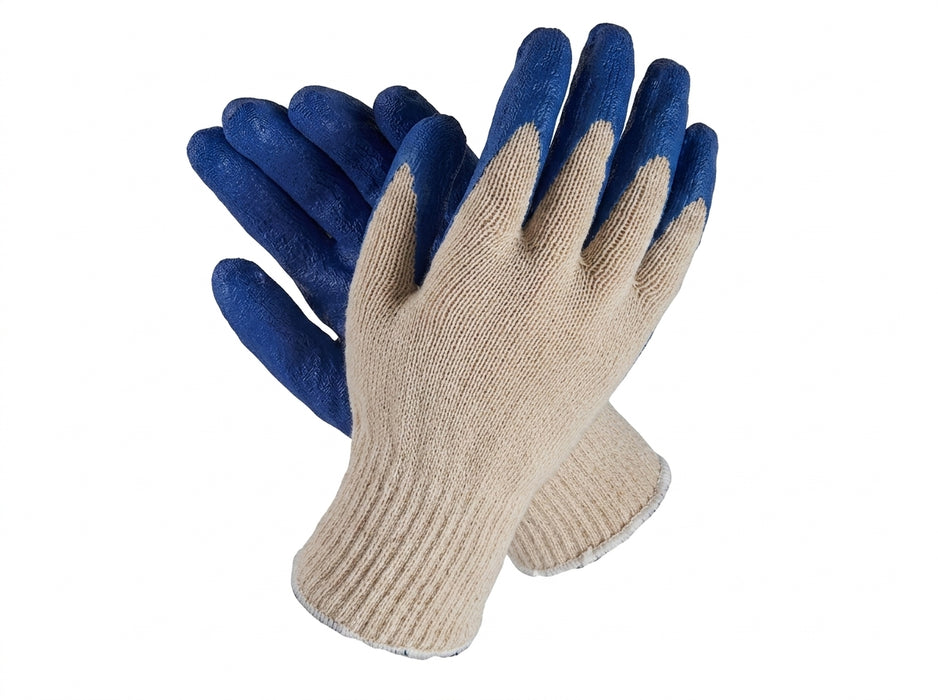 Tuff Gard String‑Knit Blue‑Latex Glove – Natural & Blue