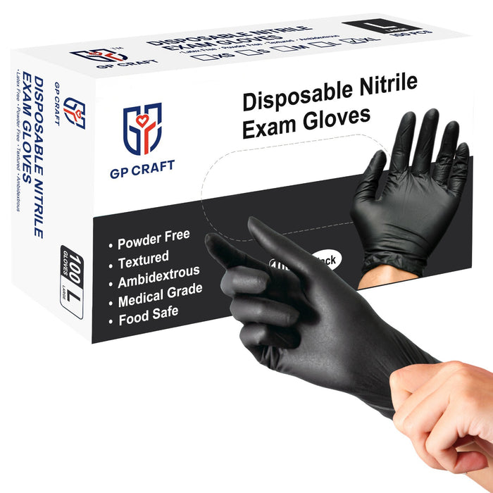 GP Craft 4 Mil Black Nitrile Exam Gloves (MG-G24B)