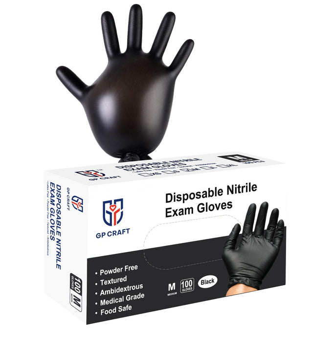 GP Craft 4 Mil Black Nitrile Exam Gloves (MG-G24B)