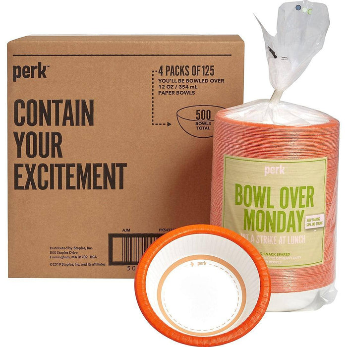 Perk Heavy-Weight Paper Bowls 12 Oz White