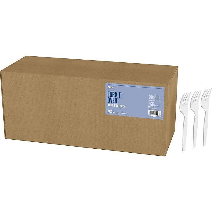 Perk Polystyrene Fork, Medium-Weight, White, 1000/Pack (FS-S) - VizoCare