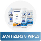 open sanitizers and wipes category