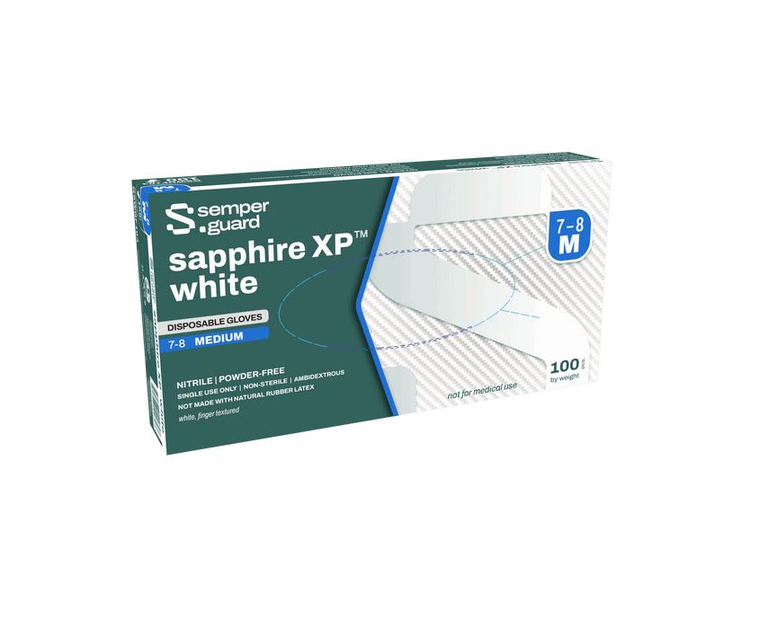 Semperguard Sapphire XP Disposable Nitrile Gloves Powder-Free White 100 Count
