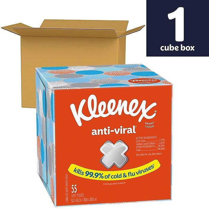 Kleenex Boutique Antiviral Facial Tissue, 3-Ply, 55 Sheets/Box, 27/Carton (VZ-332948) - VizoCare