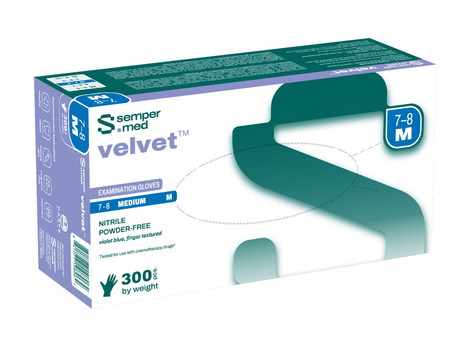 Sempermed Velvet Nitrile Examination Gloves Powder-Free Violet Blue