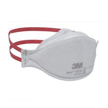 Particulate Respirator / Surgical Mask 3M™ Aura™ 1870+ Medical N95 Flat Fold Elastic Strap One Size Fits Most White