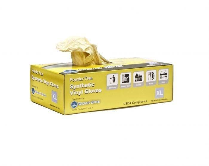 Diamond Advance Yellow Vinyl Industrial Gloves, Case of 1000 pcs. (MG-D4YS) Gloves Diamond 