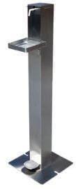 Foot Pedal Activated Sanitizer Stand & Dispenser, 201 Stainless Steel - With Tray -1