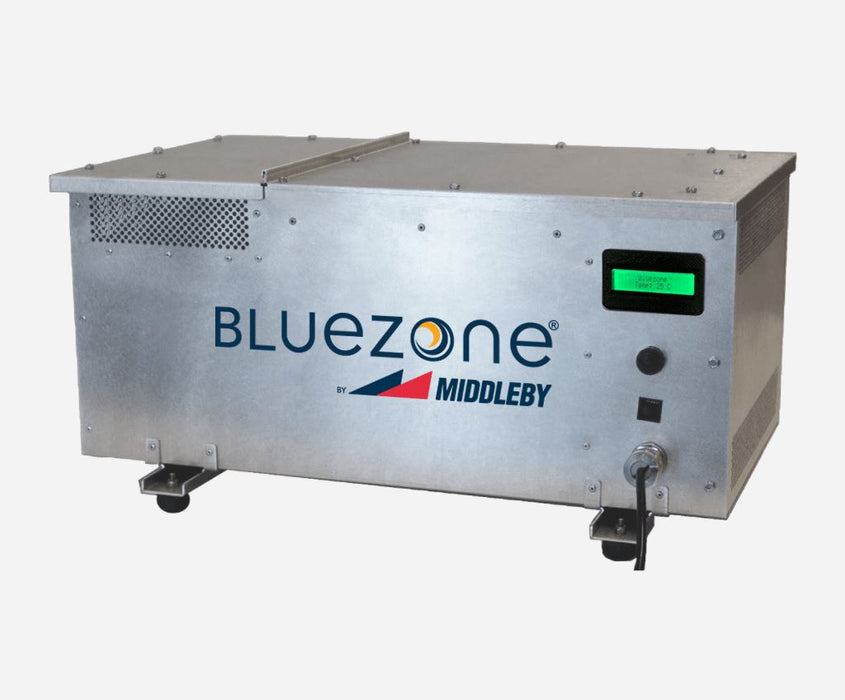 The Bluezone Model 300 UV Food Preservation System · (2) UV-C bulbs inactivate airborne viruses and disinfects air · Treats up to 4,000 ft3 (113 m3) · 30 CFM