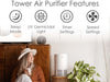 crane tower air purifier with true hepa filter germicidal uv light - Medium room size - TRUE HEPA PROTECTION: The included TRUE-HEPA (High Efficiency Particulate Arresting) filter removes 99.97% of airborne particles and germs as small as 0.3 microns, such as mold, pollen, smoke, pet dander, dust mites, and other possible allergens