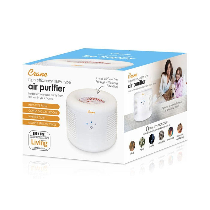 Crane - Small Air Purifier with 2.5 PPM filter capability - COMPACT DESIGN: This powerful air purifier’s design is sleek and modern, but fits well with any room’s décor. The unit is only 9.25” x 9.25” in depth and width, and 7.5” in height, making it a perfect compact option for even the smallest of spaces