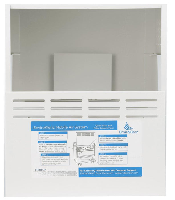 EnviroKlenz ED327-0250-00EK Air Purifiers, UL certified and uses hospital-grade technology to guarantee the air in your home, Office and your spaces-  Back-Open-Empty-with-Instruction-Panel-Standard