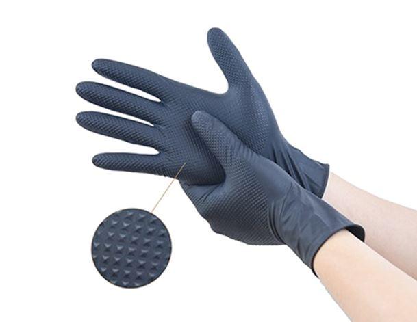 INTCO 8 Mil Diamond Textured Black Nitrile Gloves, Case of 1000 pcs. (MG-I8B) VizoCare 