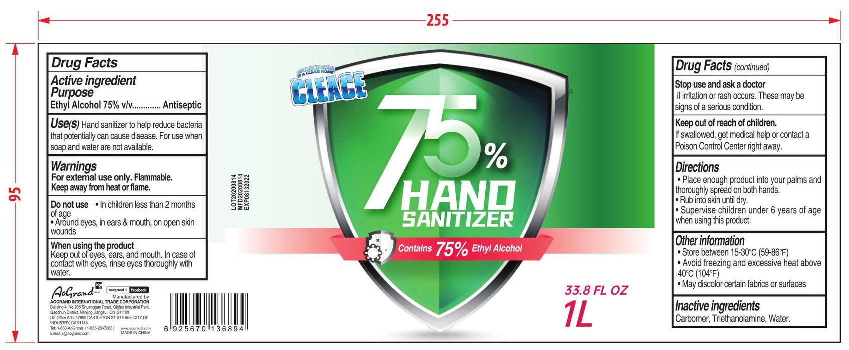 Hand Sanitizer - 1L (33.8 oz) -7