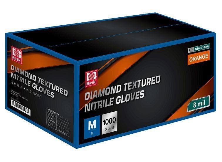 INTCO 8 Mil Diamond Textured Orange Nitrile Gloves, Case of 1000 pcs. (MG-I8O) VizoCare 