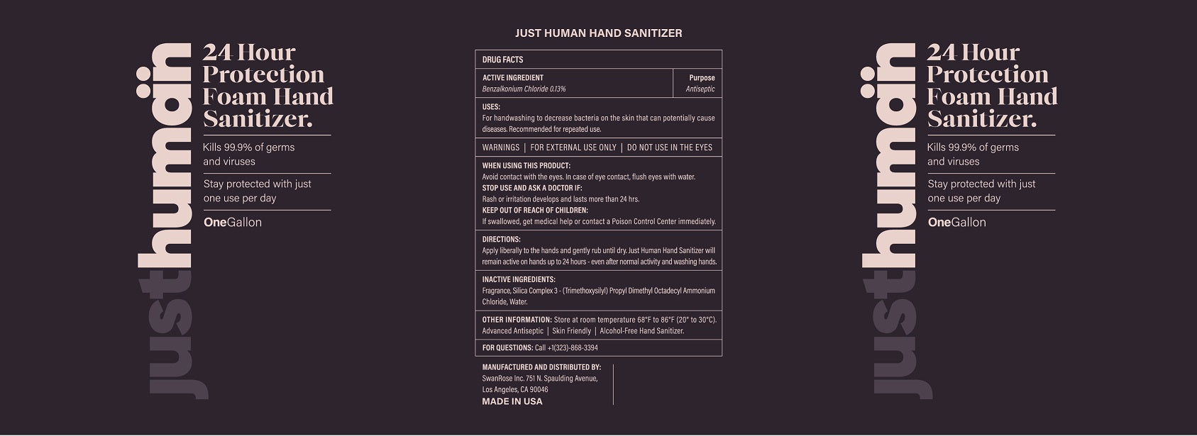 Just Human 24 Hour Protection Foam Hand Sanitizer - 8oz -24-hour hand sanitizers are USFDA registered and made in USA