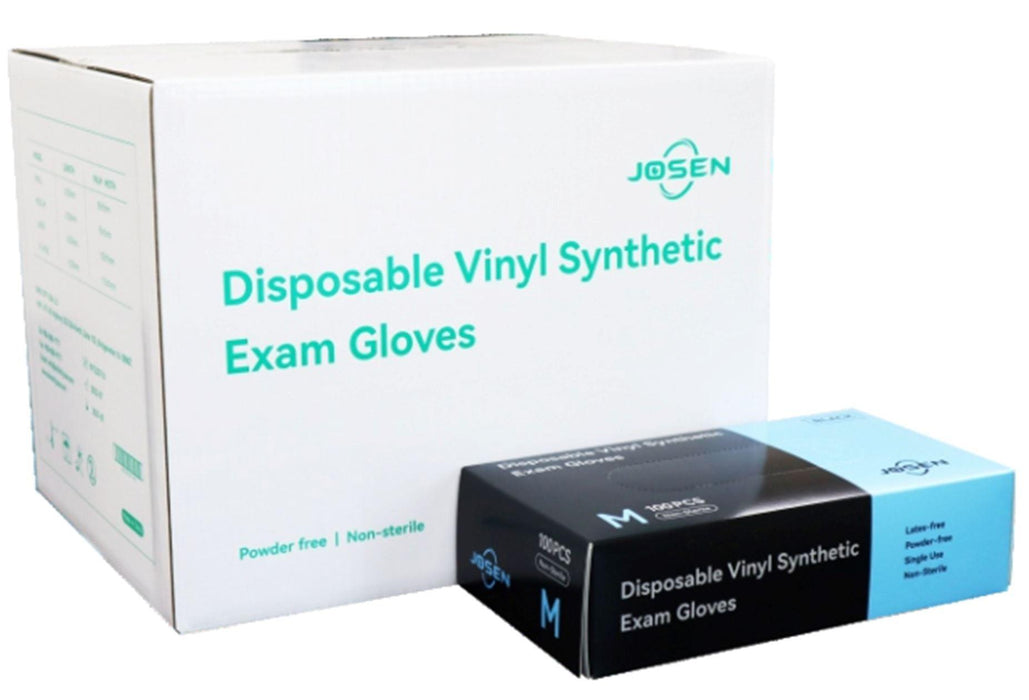 Josen 3.5 Mil Vinyl Synthetic Exam Gloves, Case of 1000 pcs. (MG-J24VN) Gloves VizoCare 