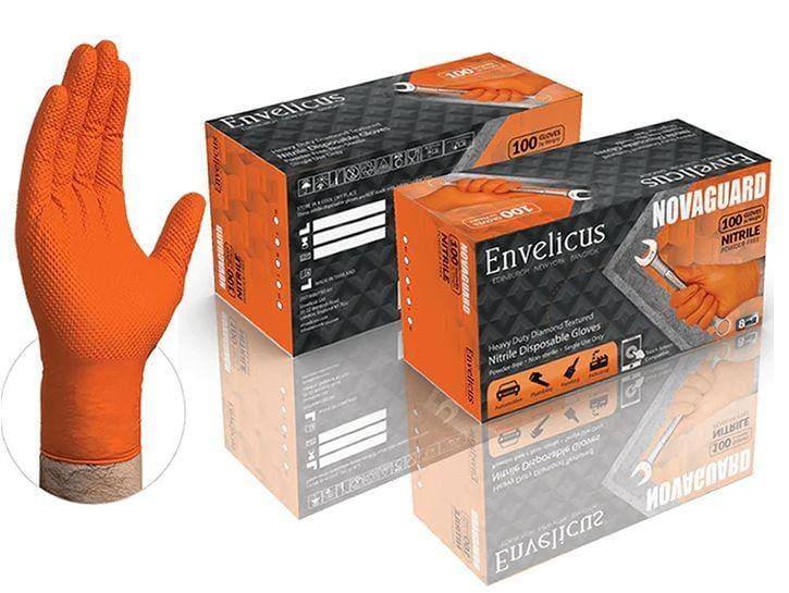 Envelicus Novaguard Orange 8 mil Nitrile Industrial Glove, Case of 1000 pcs. (MG-E28O) Gloves Envelicus 